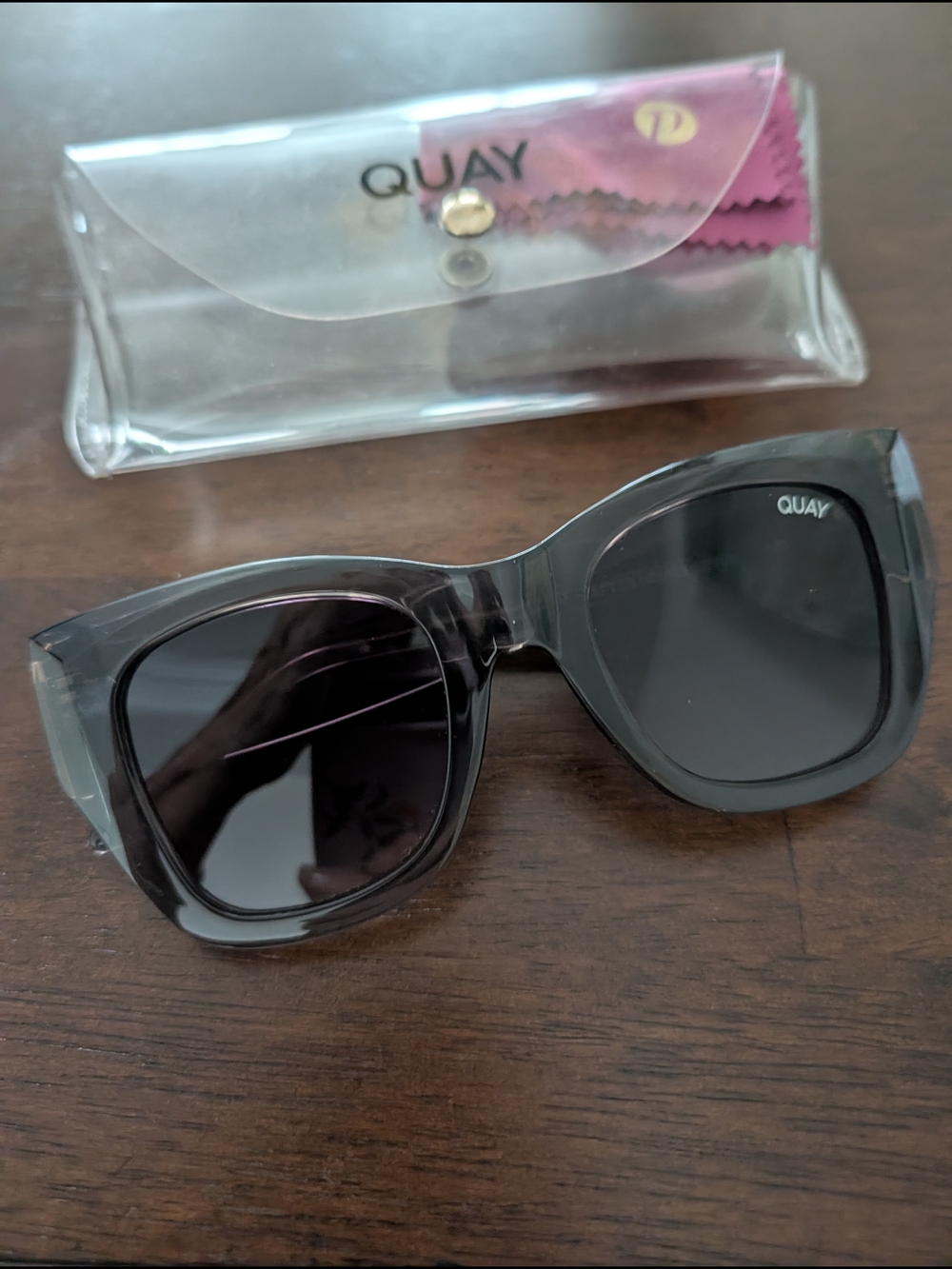 Quay Oversized Black Square Sunglasses